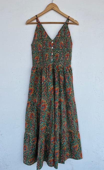 Hand Block Printed Floral Summer Maxi | Pure Cotton Long Boho Dress