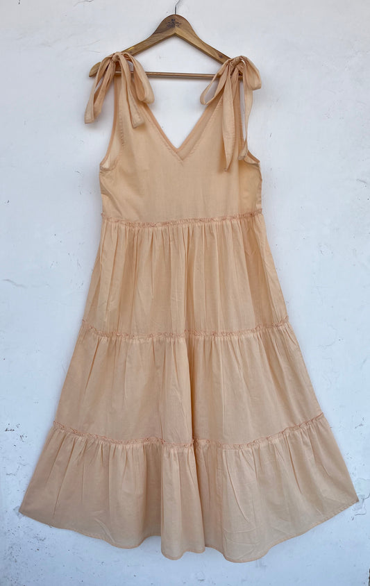 Tie Shoulder Strap Boho Summer Dress | Minimalist Beachwear | Picnic Holiday Dress