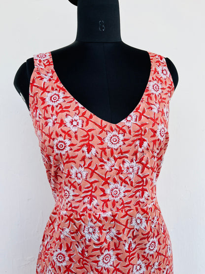 Sleeveless Sundress Back Tie Cotton Maxi for Women