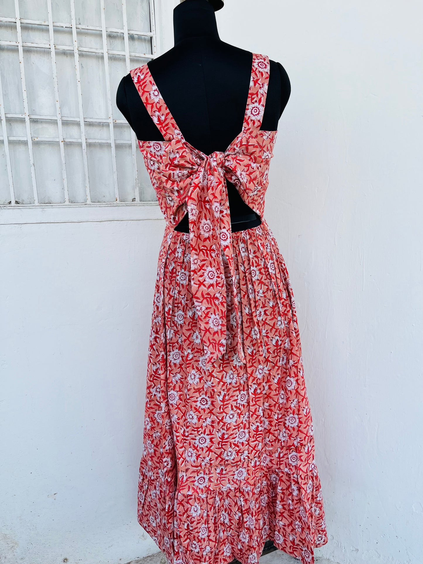 Sleeveless Sundress Back Tie Cotton Maxi for Women