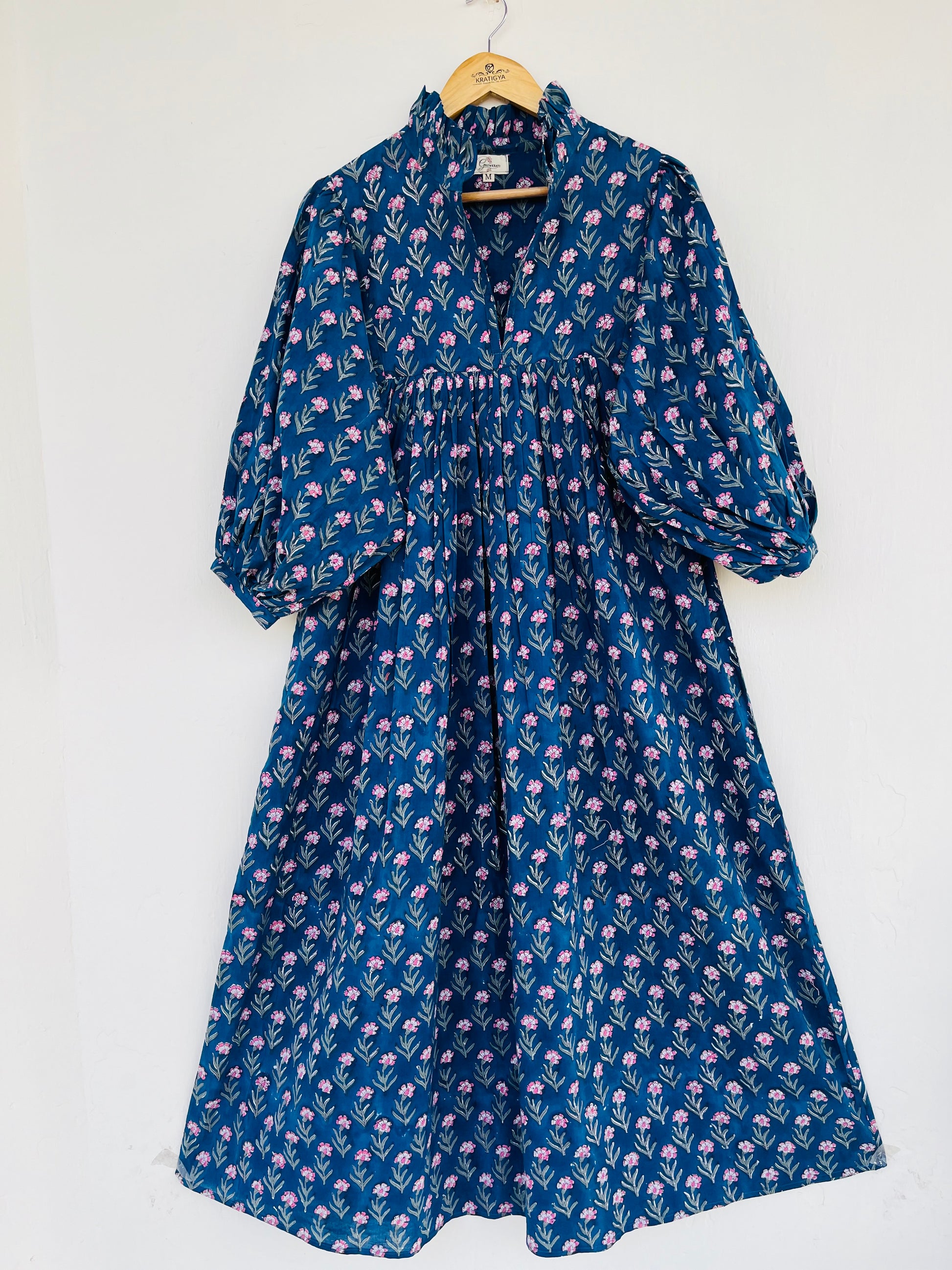 Cotton Maxi Dress For Summer With Frill Collar kratigyaexports Cotton Maxi Dress For Summer With Frill Collar kratigyaexports