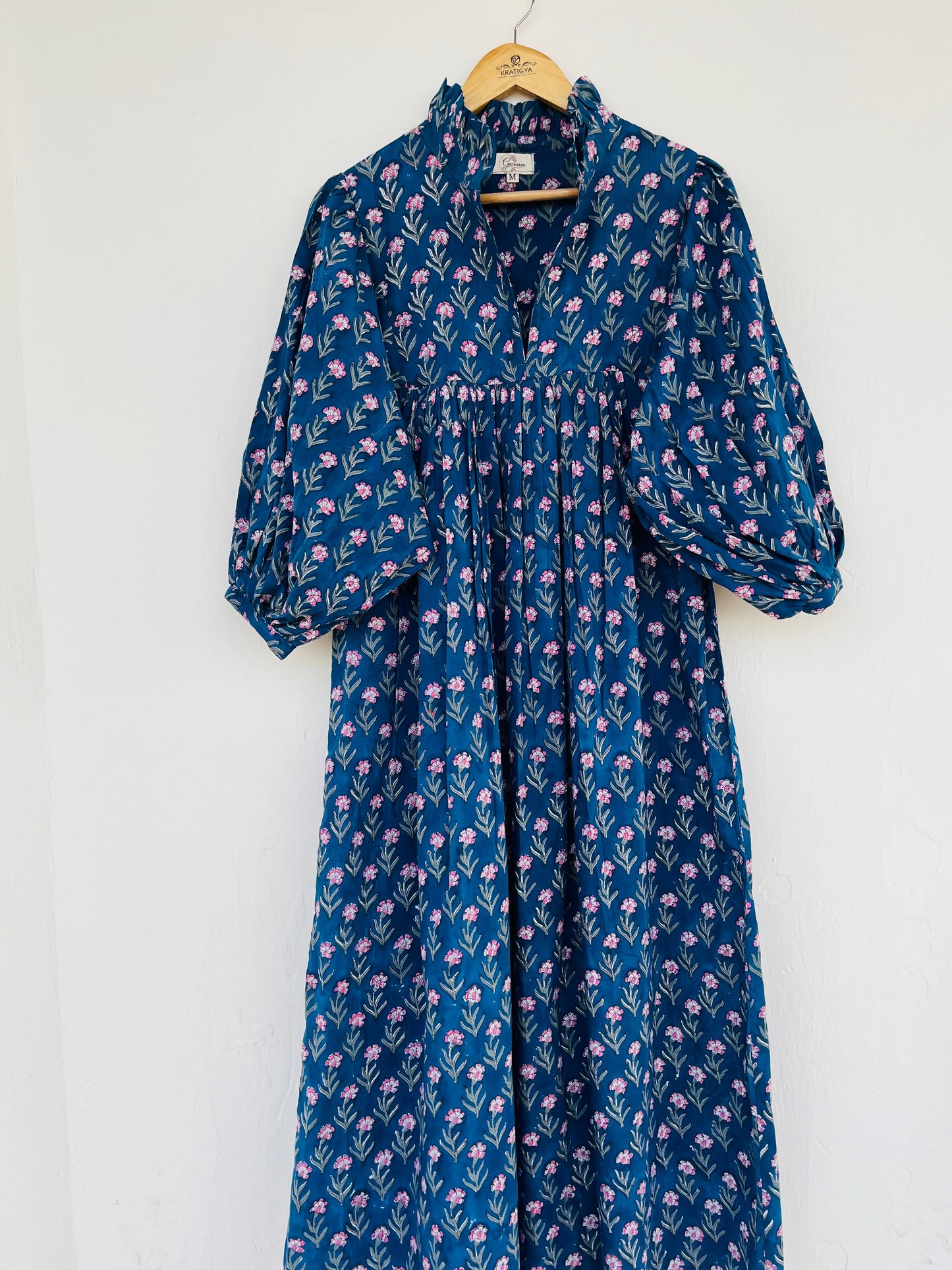Cotton Maxi Dress For Summer With Frill Collar