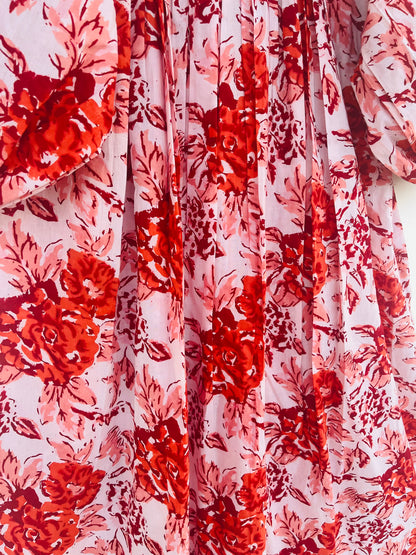 Hand Block Printed Floral Boho Chic Cotton Maxi Dress