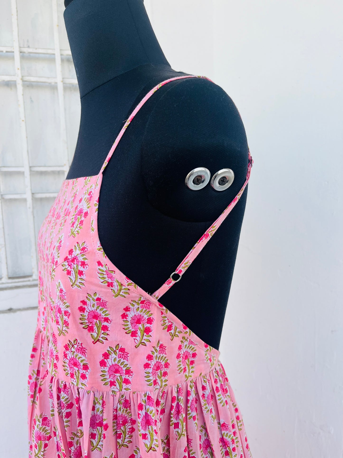 Pink Floral Spaghetti Strap Maxi Dress