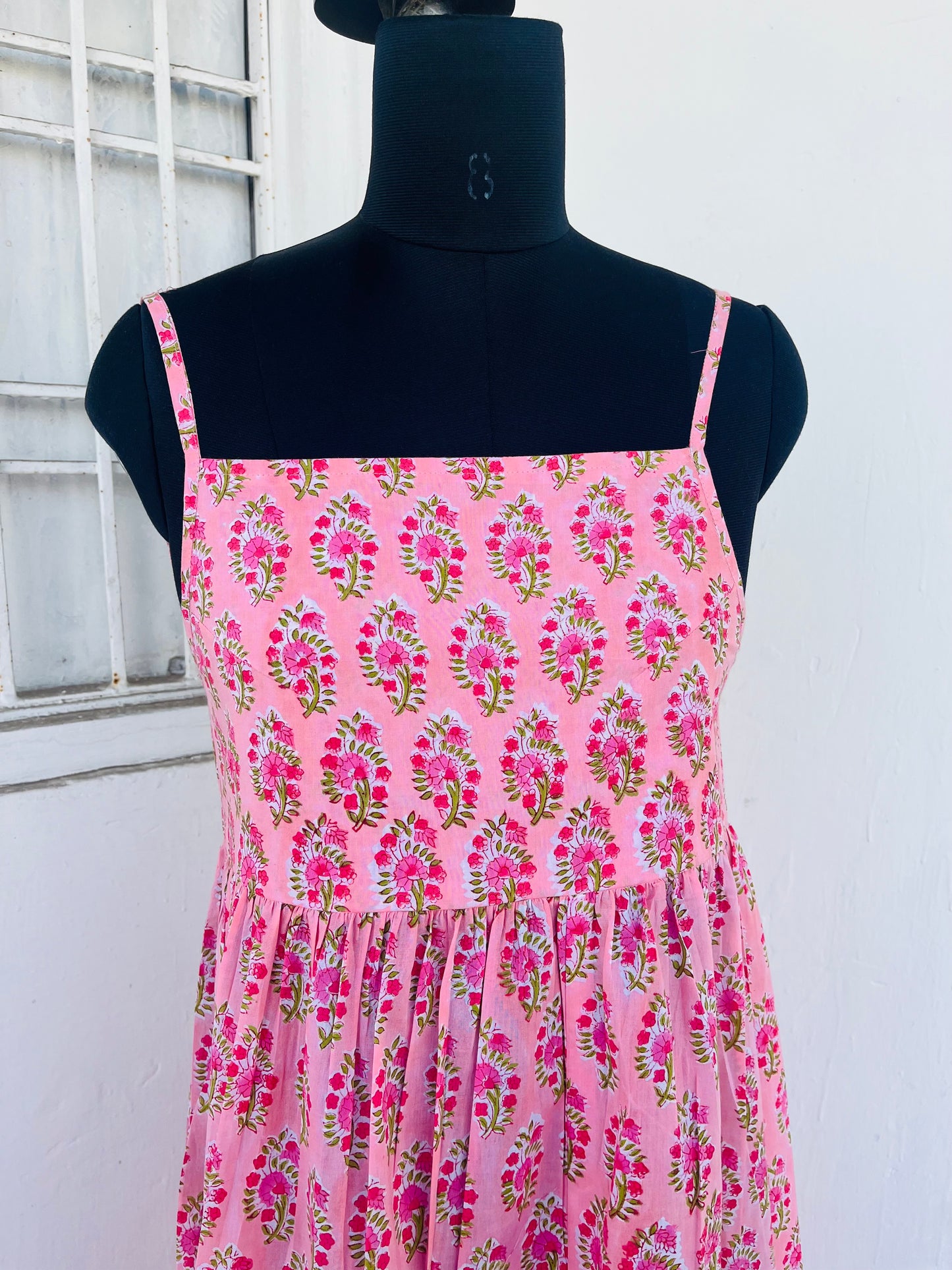 Pink Floral Spaghetti Strap Maxi Dress