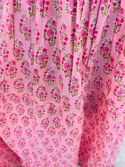 Pink Floral Spaghetti Strap Maxi Dress