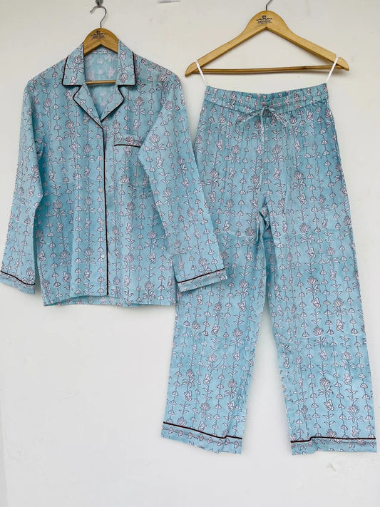 Hand block printed pj sets | cotton sets | pajama sets | cotton shirt and pajama set