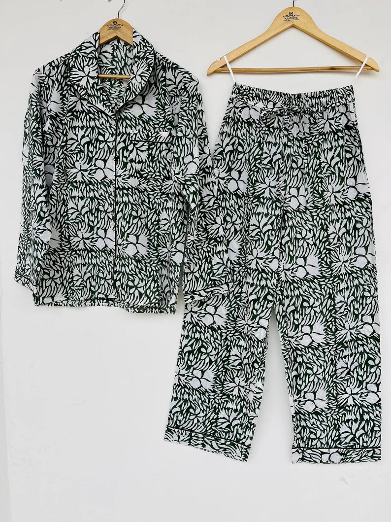 Hand block printed pj sets | cotton sets | pajama sets | cotton shirt and pajama set