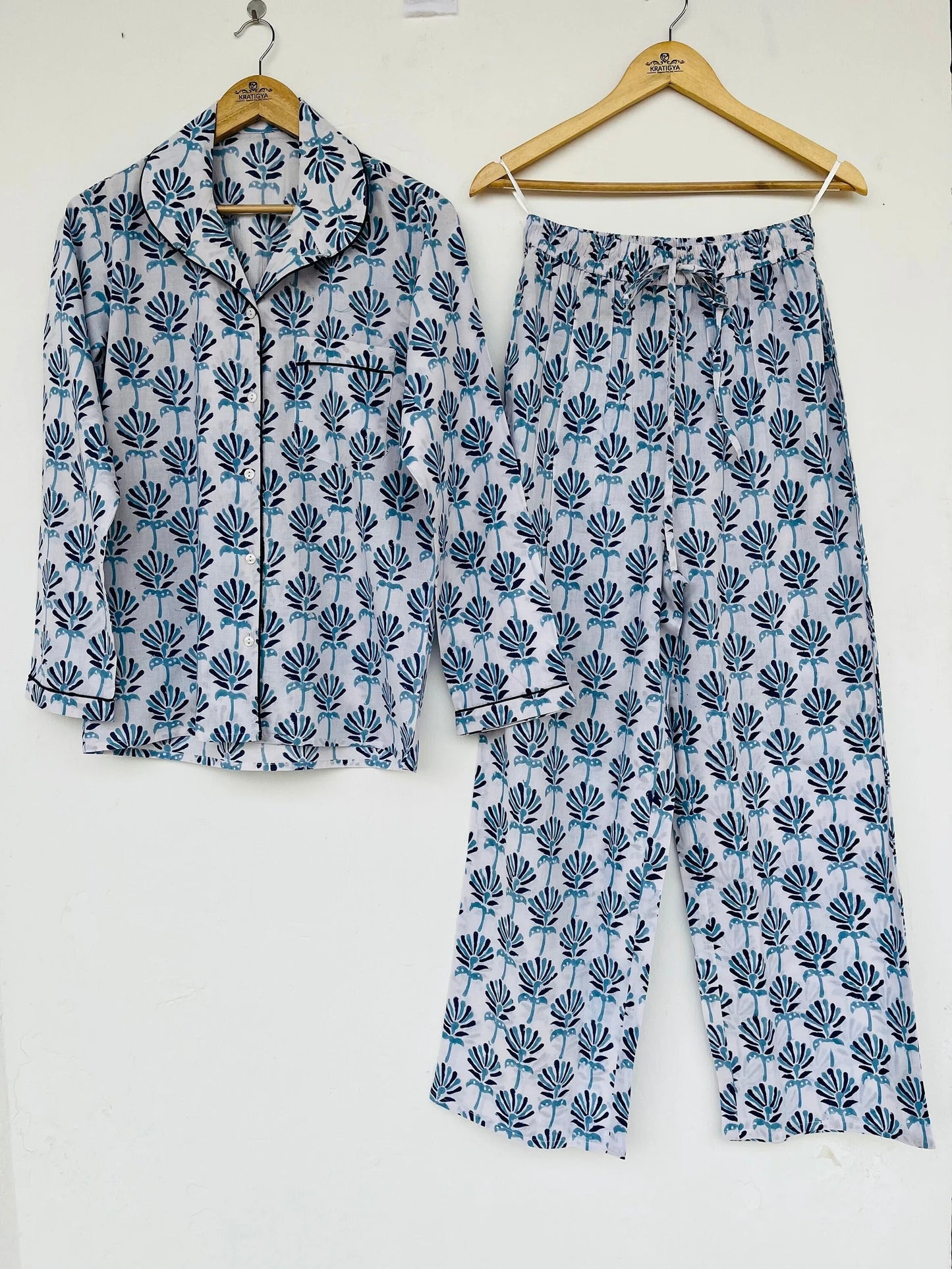 Hand block printed pj sets | cotton sets | pajama sets | cotton shirt and pajama set