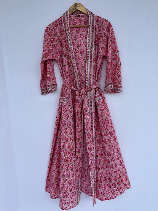 Floral robes | cotton kimono robes | block printed robe | robe with pockets