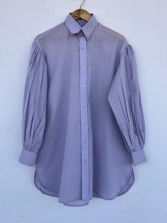 Lilac cotton shirts | long shirt dress | comfy shirts | women's coverup shirts