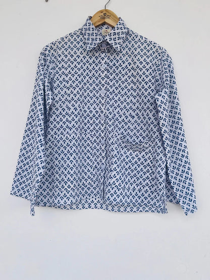 Blue Cotton shirt - hand block printed shirt