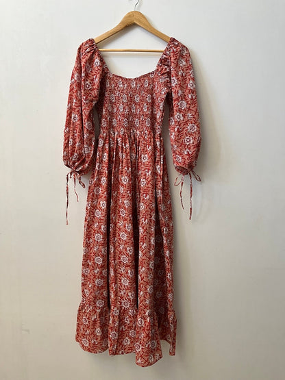 Cotton maxi | floral long dress | bohemian maxi gown | smocked yoke maxi