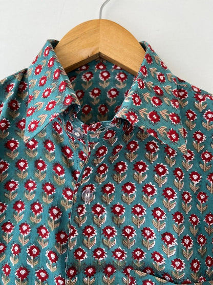 Hand block printed shirts, flower print shirts, men's shirts