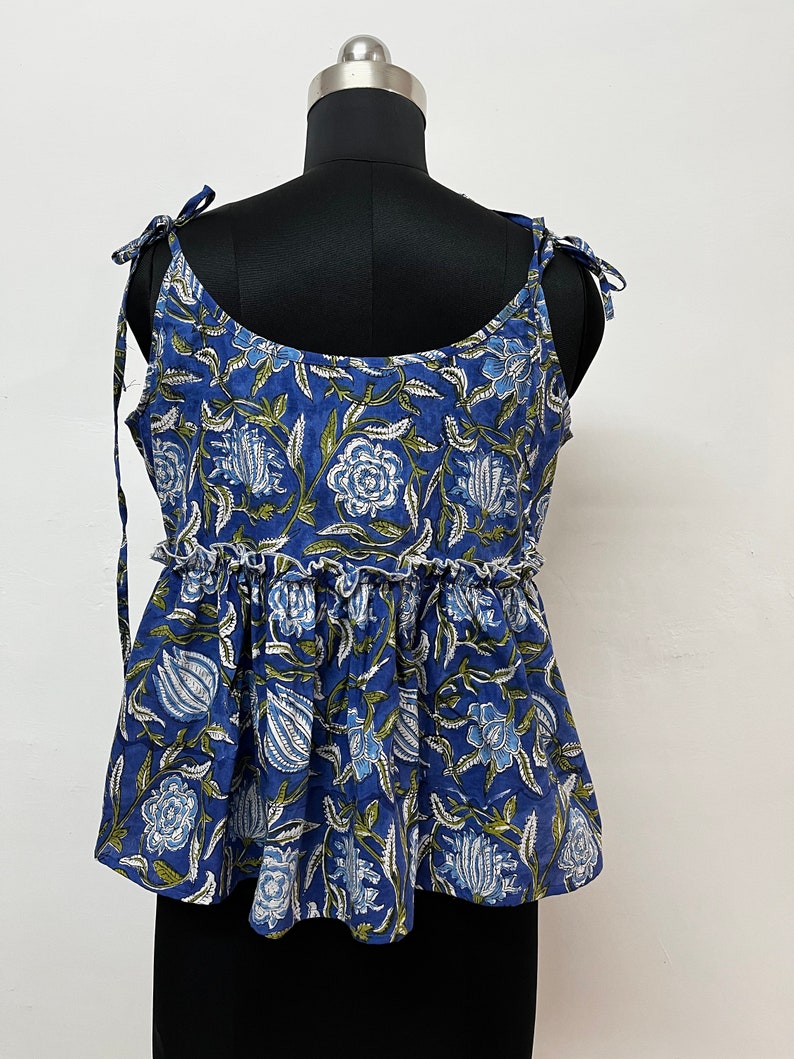 Hand Block Printed Top | Boho Top | Floral Top | Women’s Strap Top | Ruffle Top