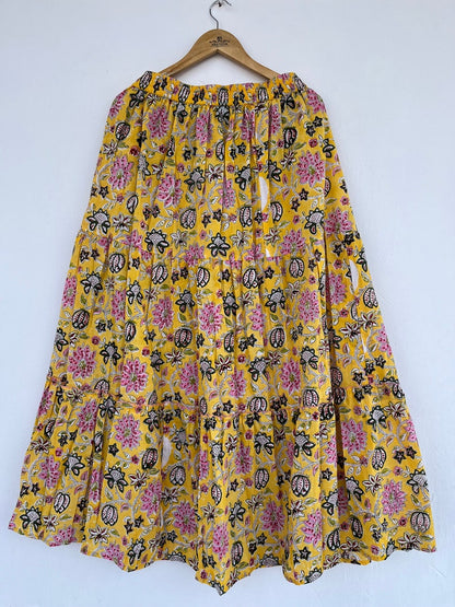 Floral hand block printed cotton skirt - women's cotton skirt | block print skirt | plus size available