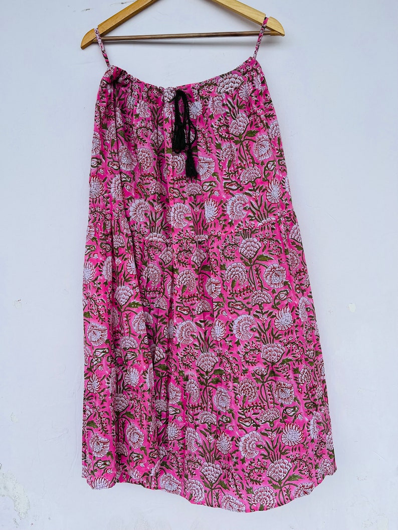 Cotton Skirt | Floral Hand Block Printed Skirts | Long Skirt With String | Printed Skirts | Comfy Bottoms