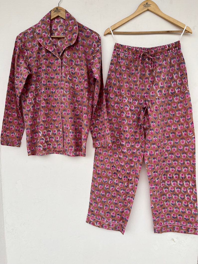 Hand block printed pj sets | cotton sets | pajama sets | cotton shirt and pajama set