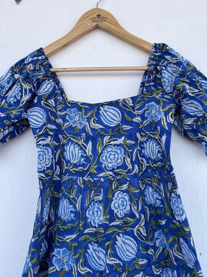 Hand block print jumpsuit | blue floral outfits | floral printed jumpsuit | cotton outfits