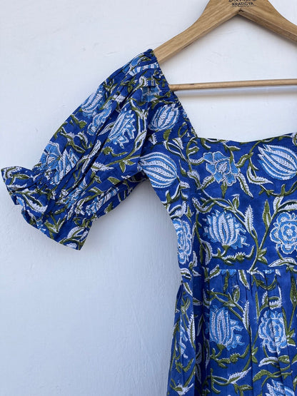 Hand block print jumpsuit | blue floral outfits | floral printed jumpsuit | cotton outfits