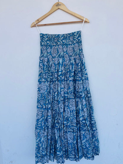 Cotton skirt set | Cotton hand block print outfit | skirt and top set | cotton set | shirred top