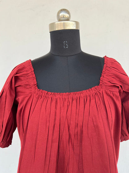 Red solid cotton blouse | party wear tops | indian cotton top