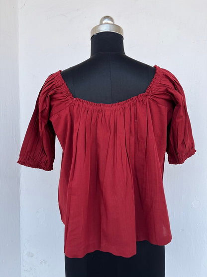 Red solid cotton blouse | party wear tops | indian cotton top