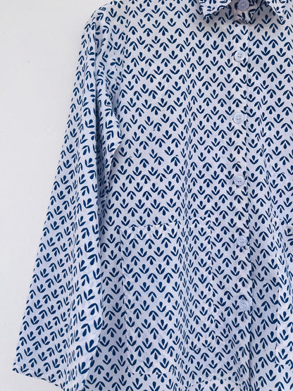 Blue Cotton shirt - hand block printed shirt