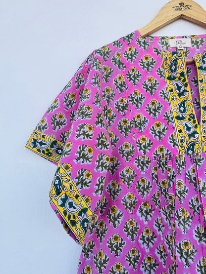 Block Printed Blouse - Handcrafted in India - all size plus size available