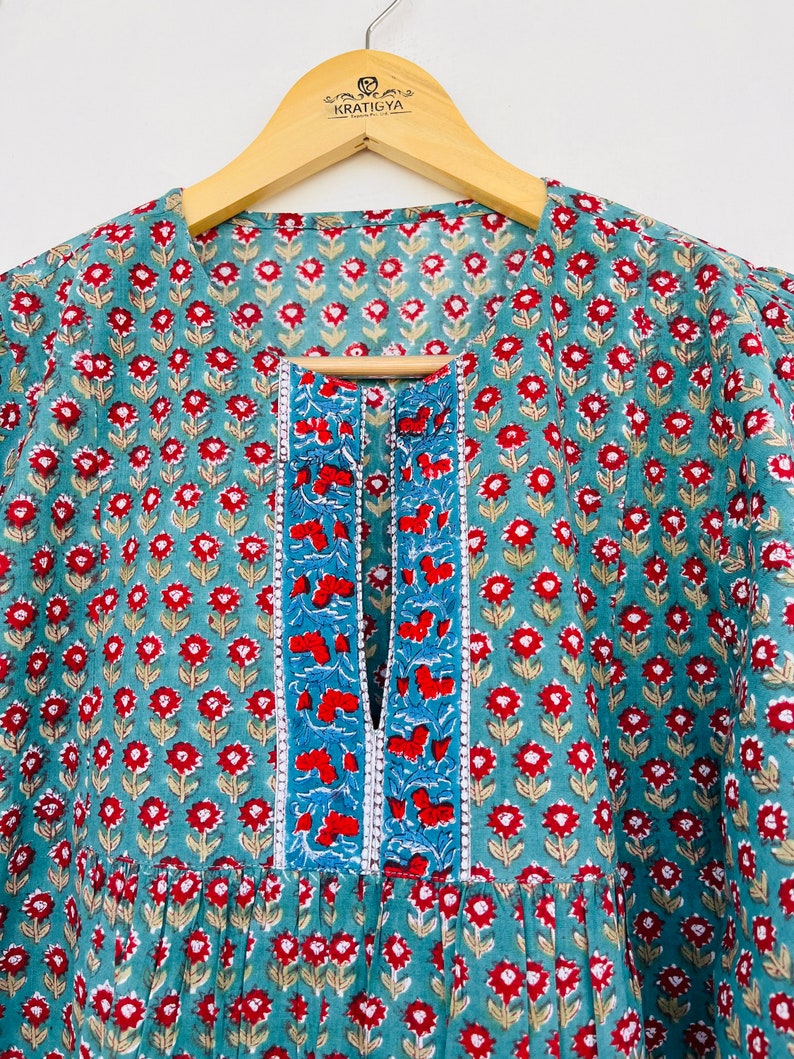 Block Printed Blouse - Handcrafted in India - plus size top