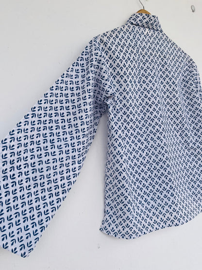 Blue Cotton shirt - hand block printed shirt