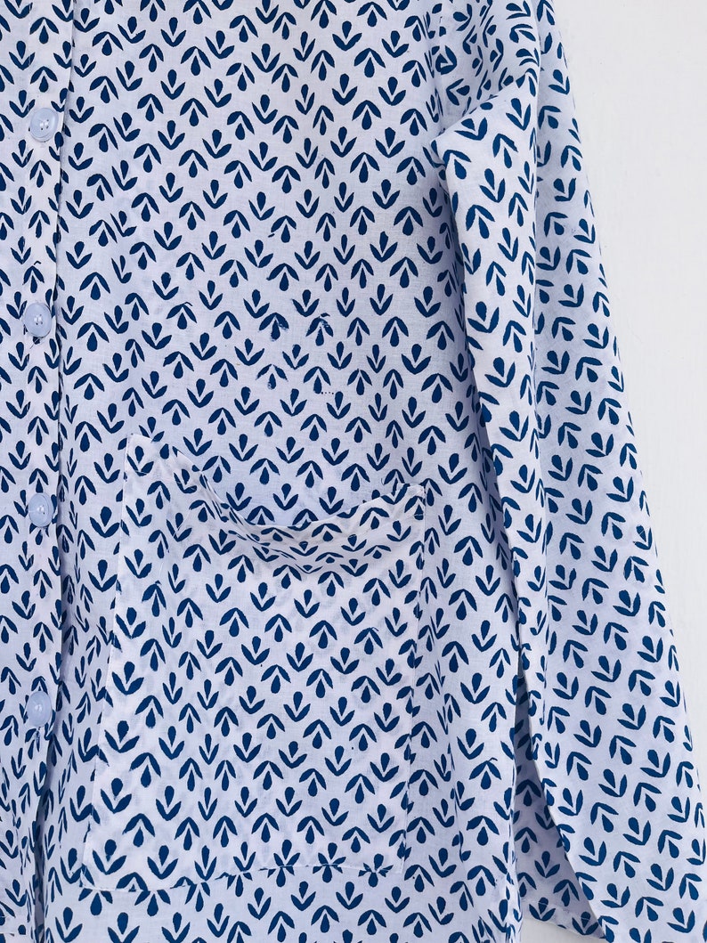 Blue Cotton shirt - hand block printed shirt