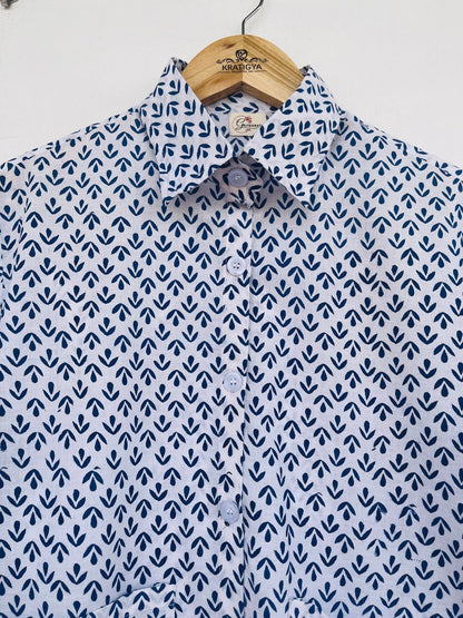 Blue Cotton shirt - hand block printed shirt