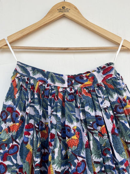 Cotton printed skirt, beautiful hand block printed long skirt, Parrot printed beautiful skirt