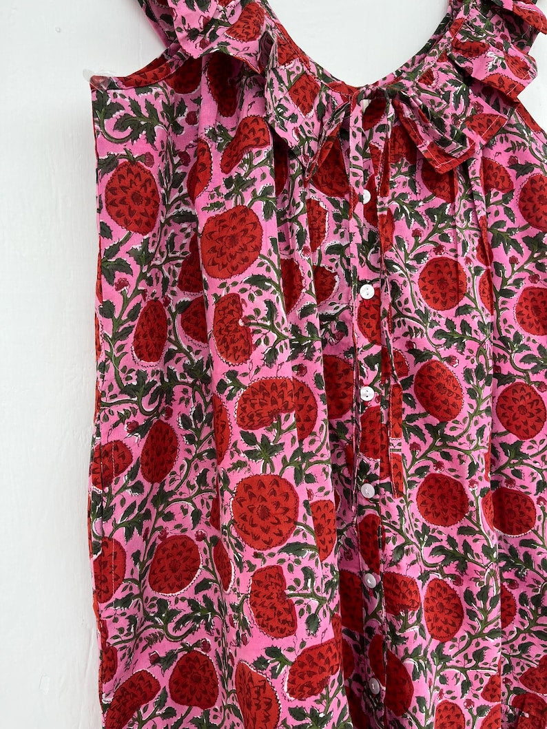 Floral cotton mini, button-up dress- breastfeed friendly short dress, perfect vintage dress