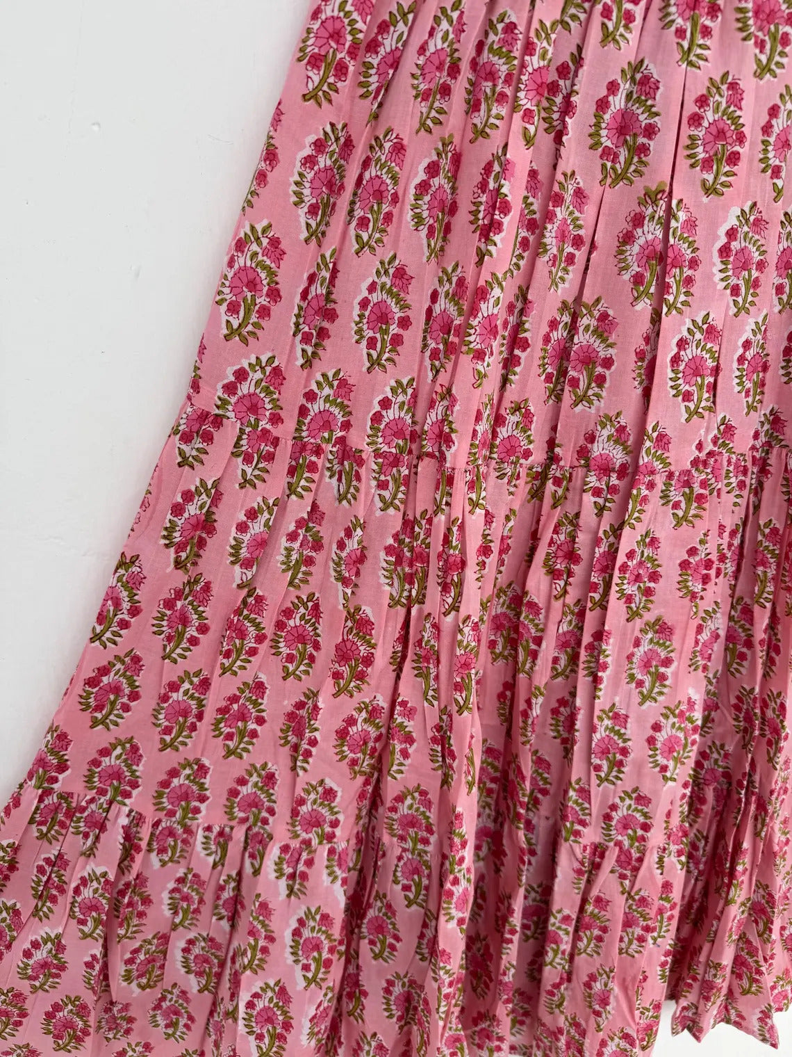 Pink Floral Cotton Boho Dress | Vintage Style Summer Wear | Ladies Picnic Vacation Outfit