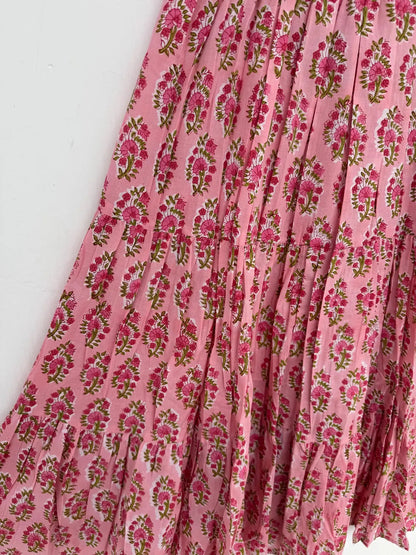 Pink Floral Cotton Boho Dress | Vintage Style Summer Wear | Ladies Picnic Vacation Outfit