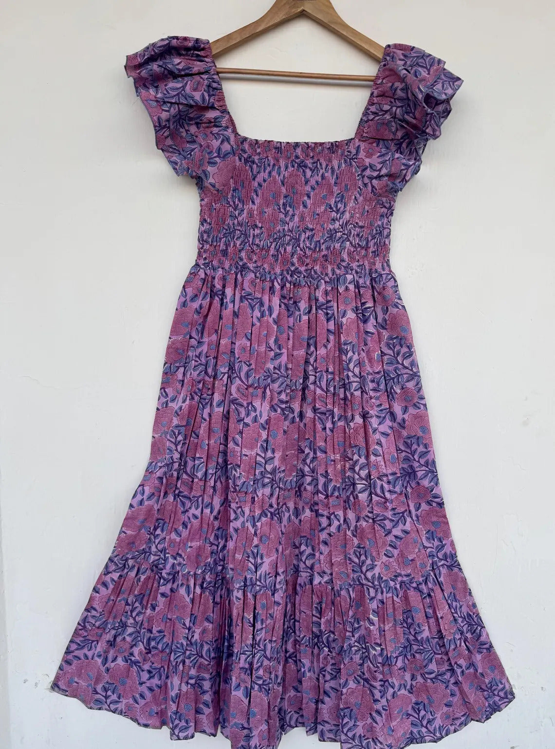 Purple Floral Cotton Dress | Women Partywear Outfit | Ladies Comfy Summer Maxi