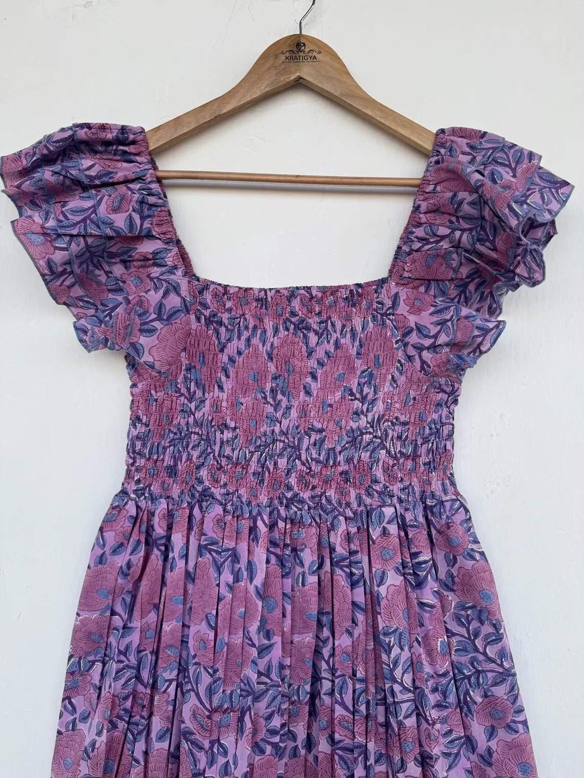 Purple Floral Cotton Dress | Women Partywear Outfit | Ladies Comfy Summer Maxi